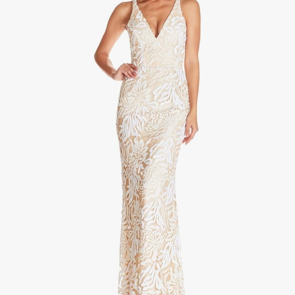 Dress the Population Mermaid Cream Lace Gown